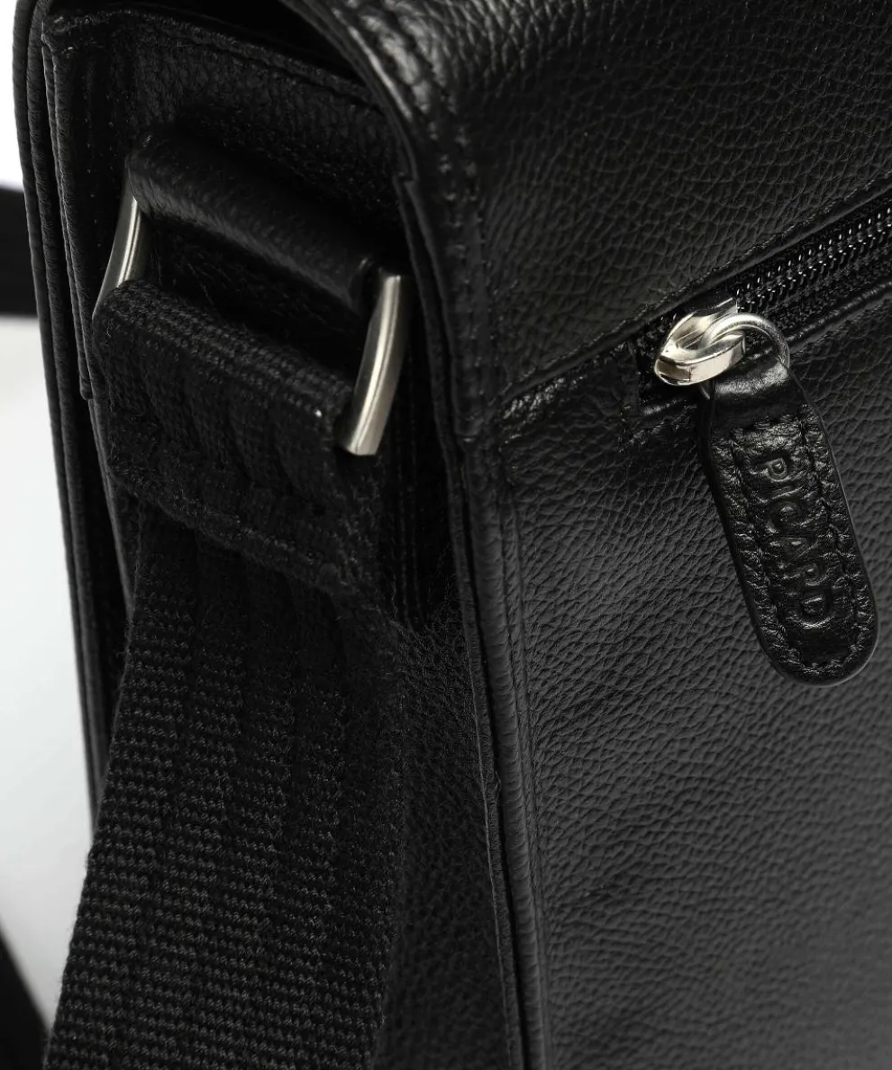 Milano Umhängetasche genarbtes Rindsleder schwarz