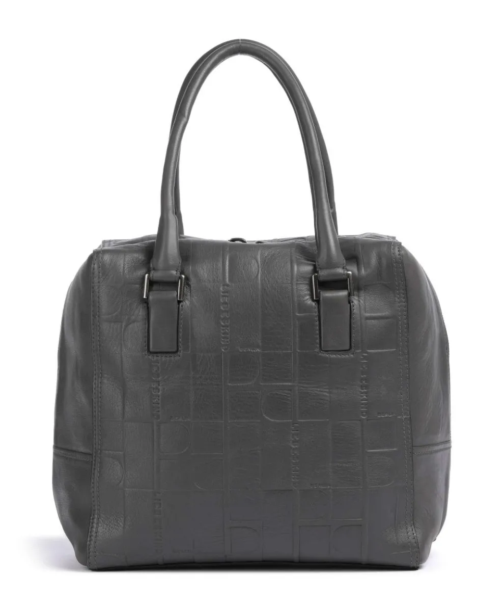 Kayla Monogram Sheep Natural M Handtasche geprägtes Rindsleder dunkelgrau