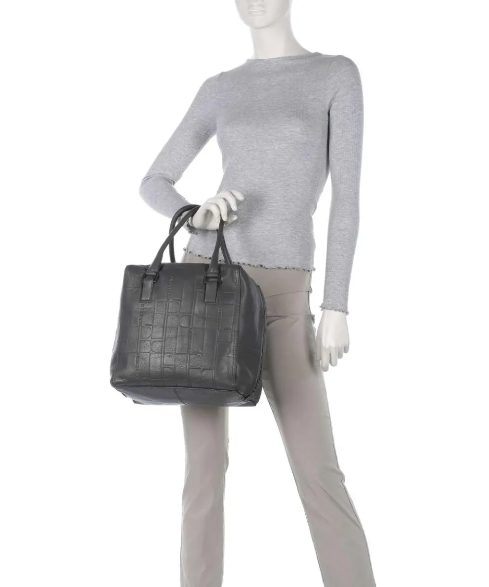 Kayla Monogram Sheep Natural M Handtasche geprägtes Rindsleder dunkelgrau