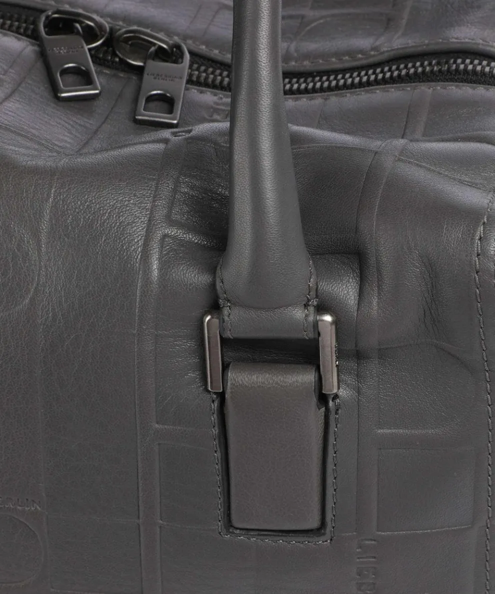 Kayla Monogram Sheep Natural M Handtasche geprägtes Rindsleder dunkelgrau