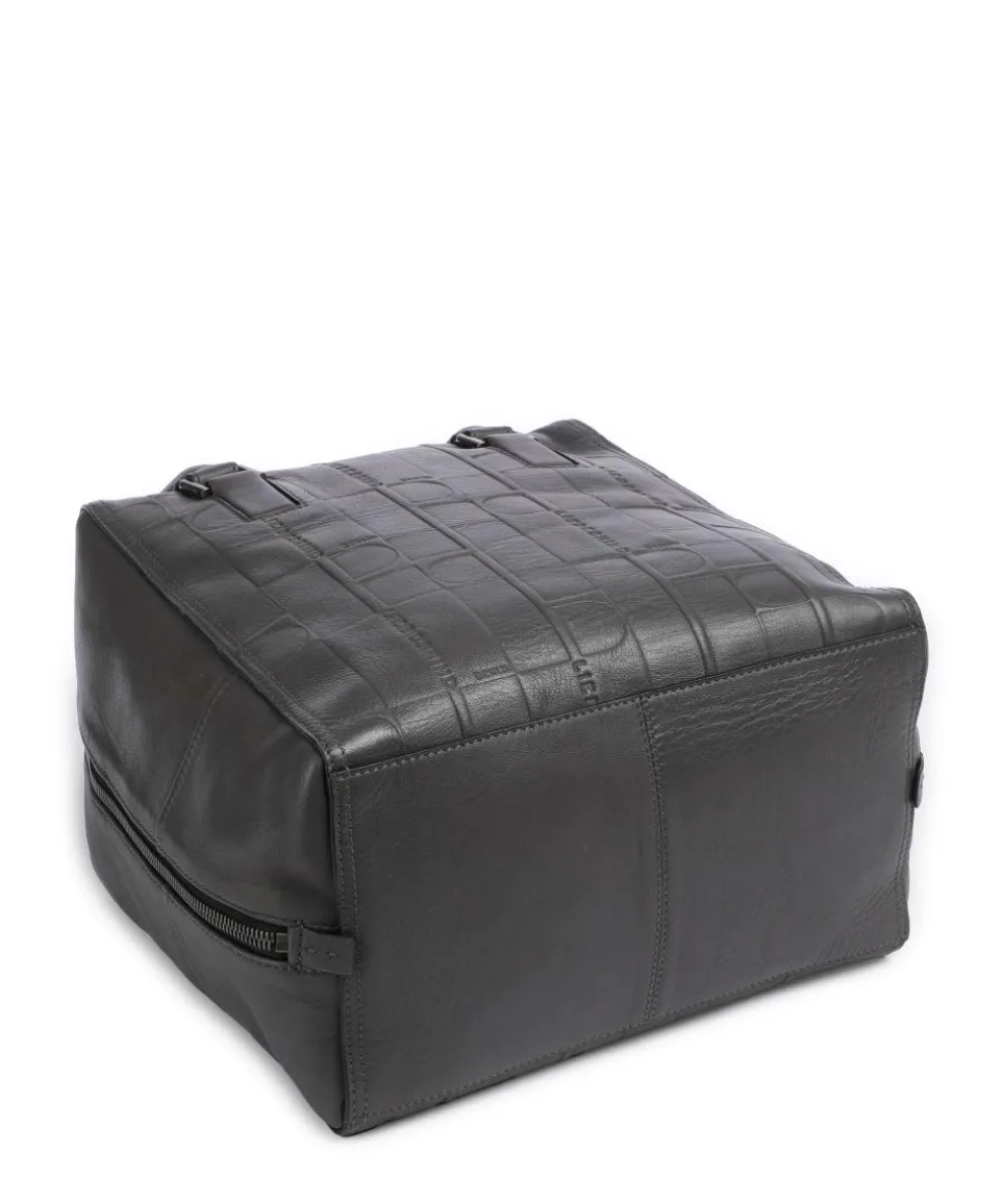 Kayla Monogram Sheep Natural M Handtasche geprägtes Rindsleder dunkelgrau