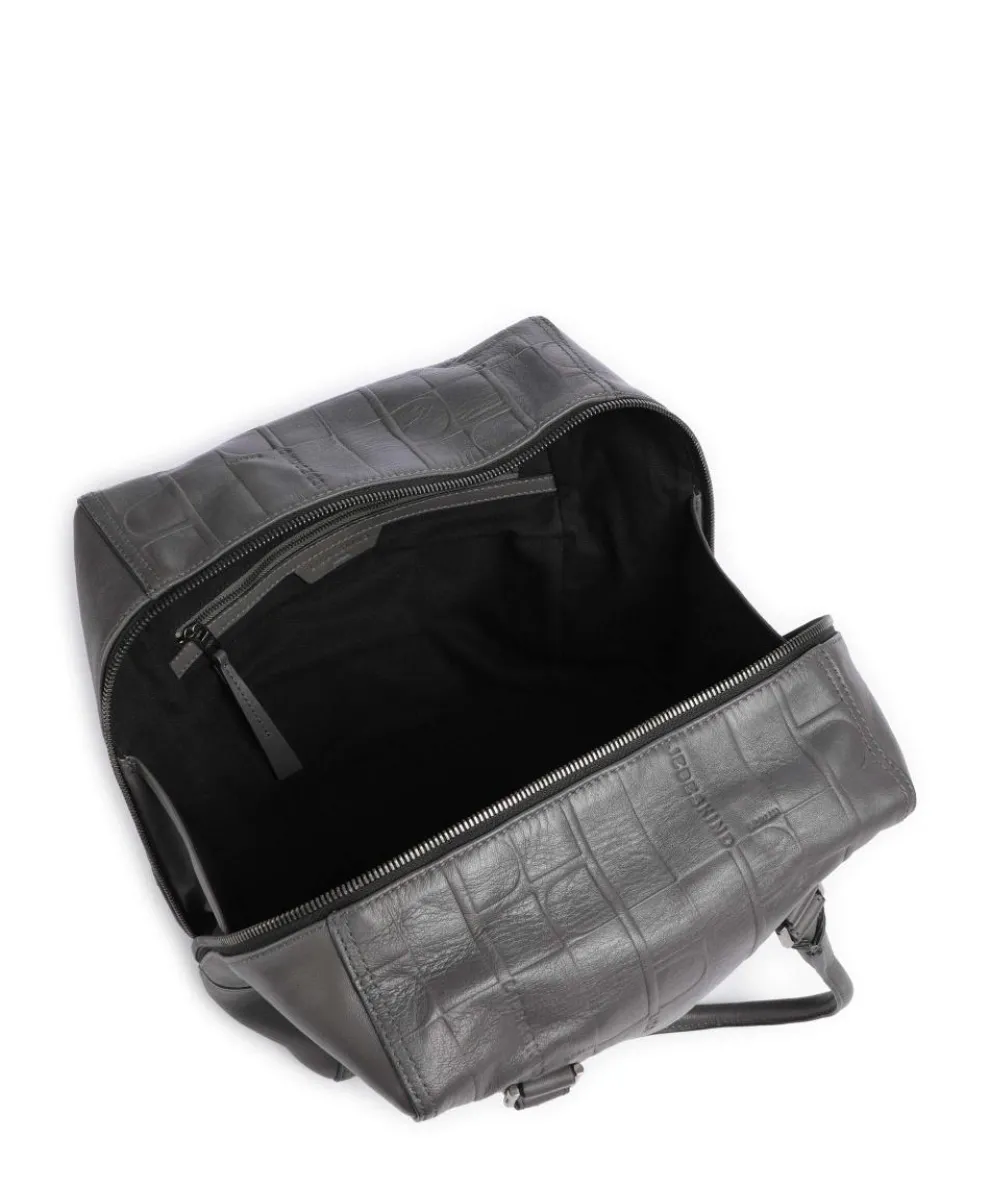 Kayla Monogram Sheep Natural M Handtasche geprägtes Rindsleder dunkelgrau