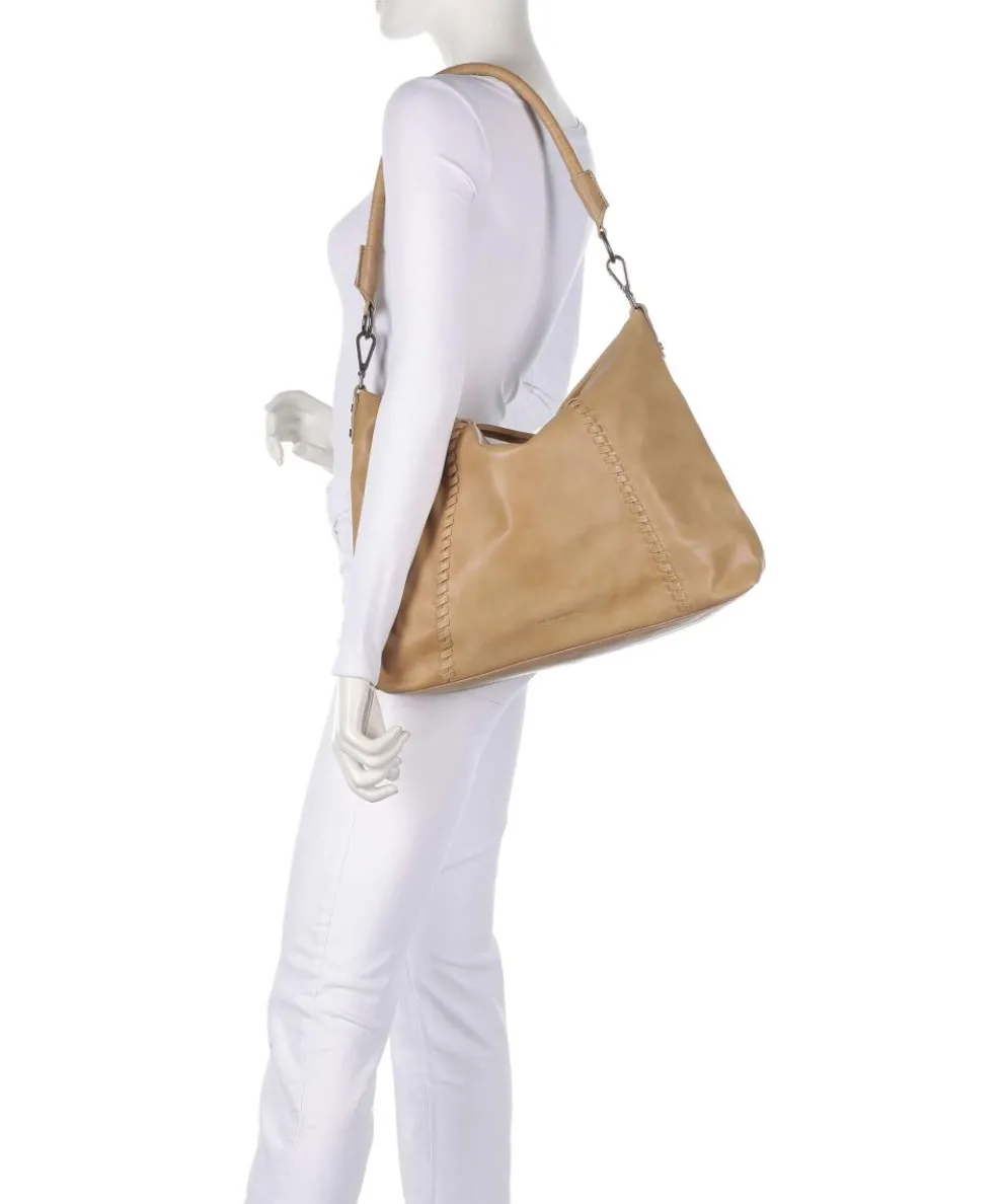 Calm Beuteltasche genarbtes Rindsleder hellbraun