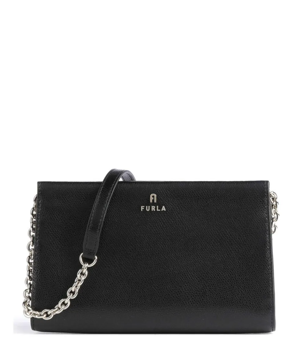 Camelia Mini Umhängetasche genarbtes Leder schwarz