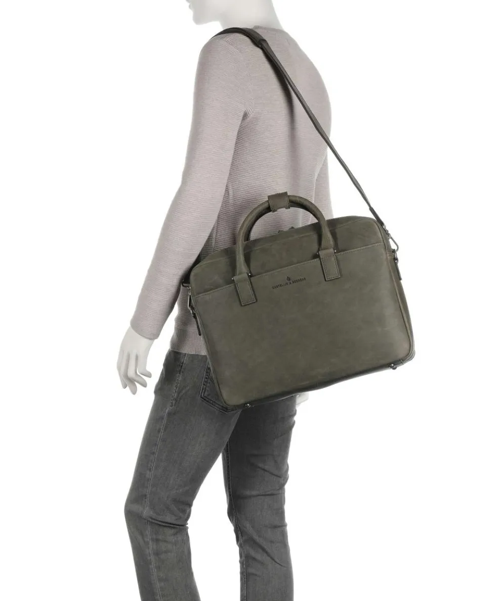 Carisma RFID Aktentasche 15″ aufgerautes Rindsleder dunkelgrün