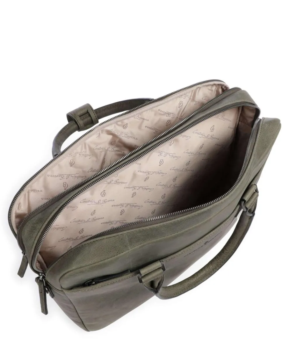 Carisma RFID Aktentasche 15″ aufgerautes Rindsleder dunkelgrün