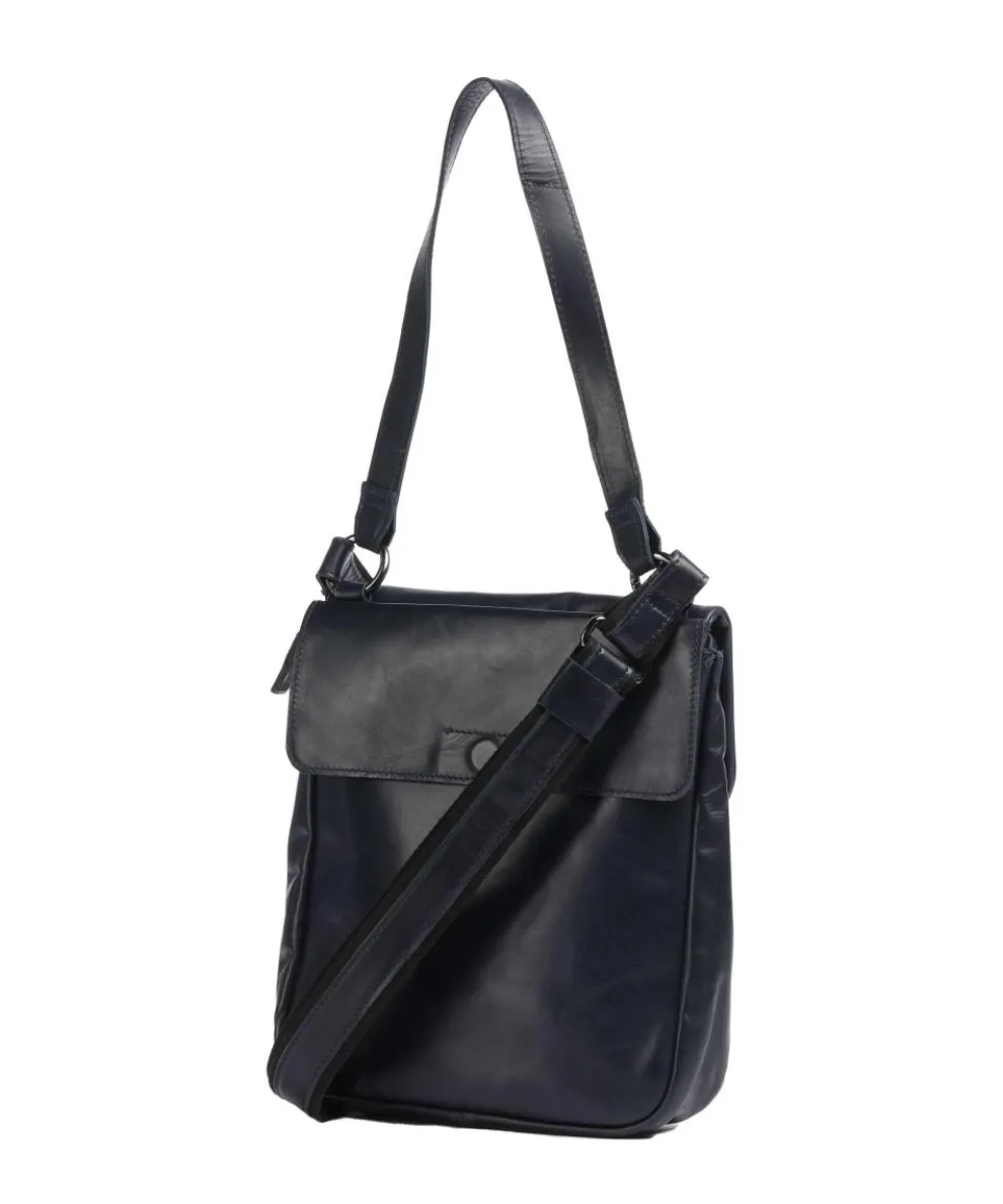 Caugio Schultertasche fein genarbtes Rindsleder dunkelblau