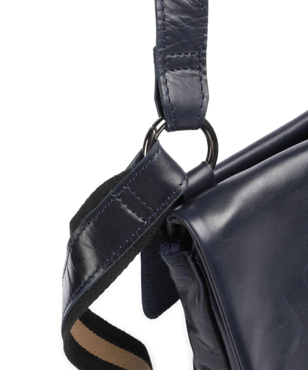 Caugio Schultertasche fein genarbtes Rindsleder dunkelblau