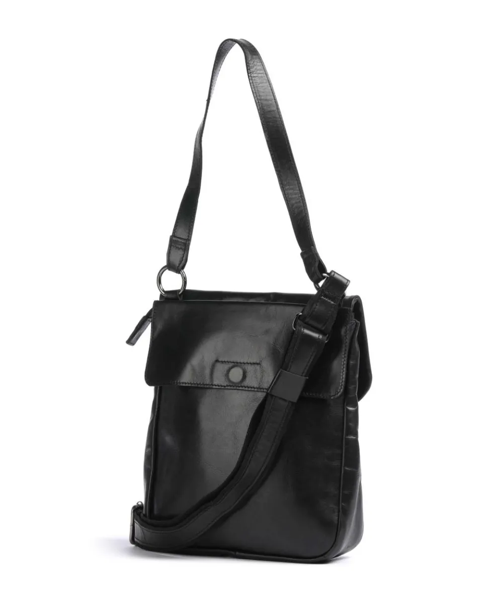 Caugio Schultertasche fein genarbtes Rindsleder schwarz