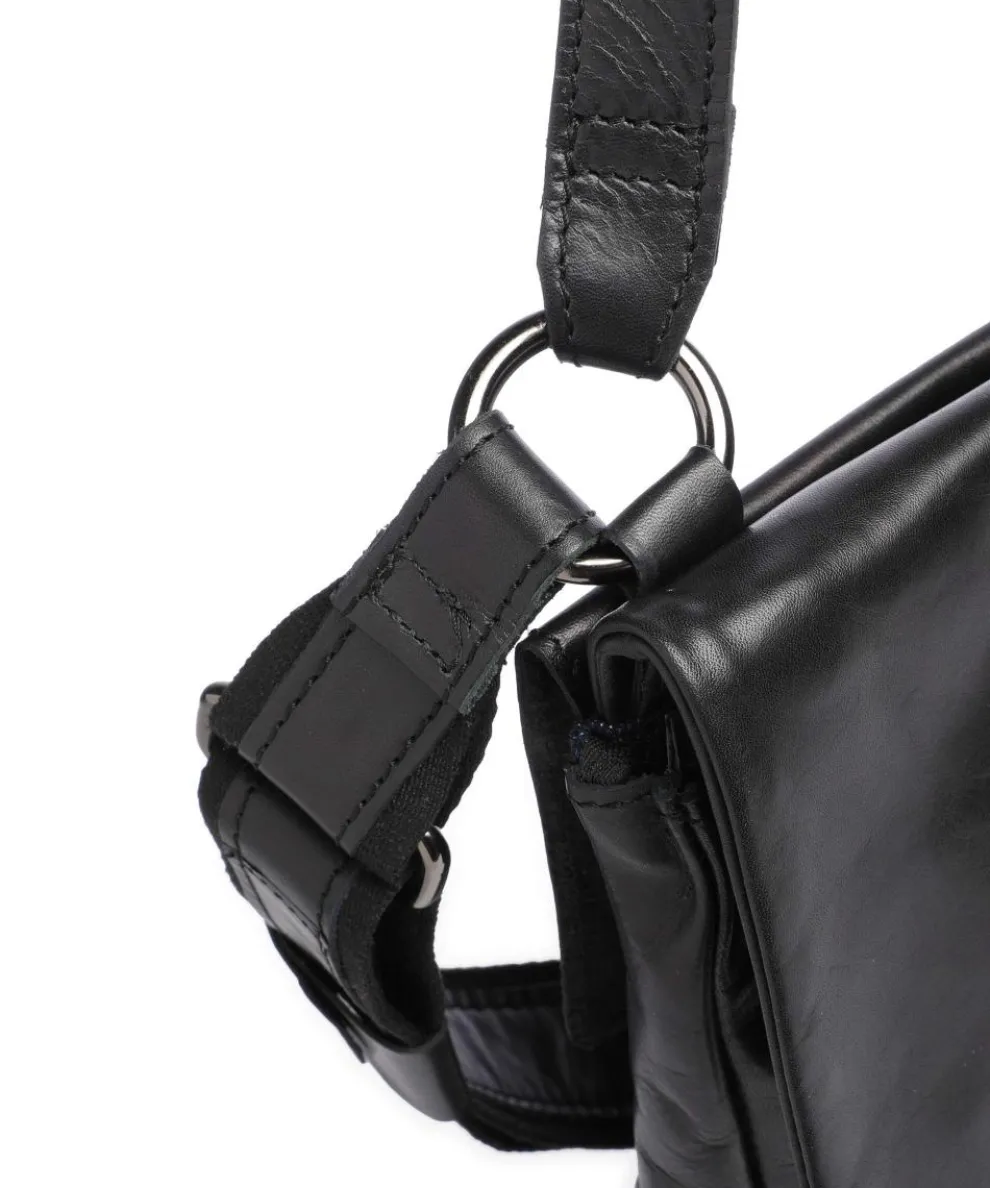 Caugio Schultertasche fein genarbtes Rindsleder schwarz