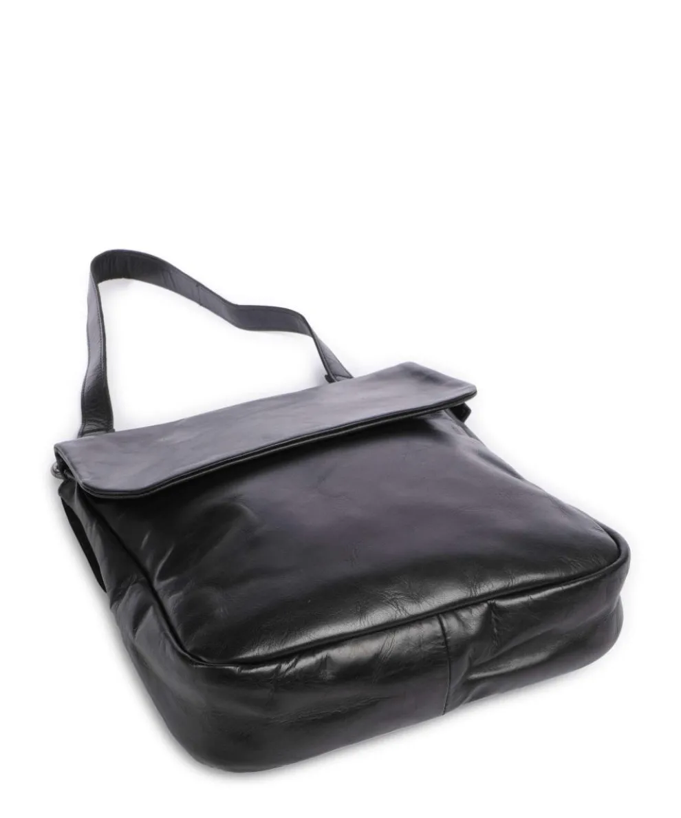 Caugio Schultertasche fein genarbtes Rindsleder schwarz