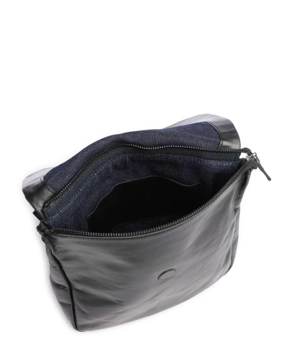 Caugio Schultertasche fein genarbtes Rindsleder schwarz