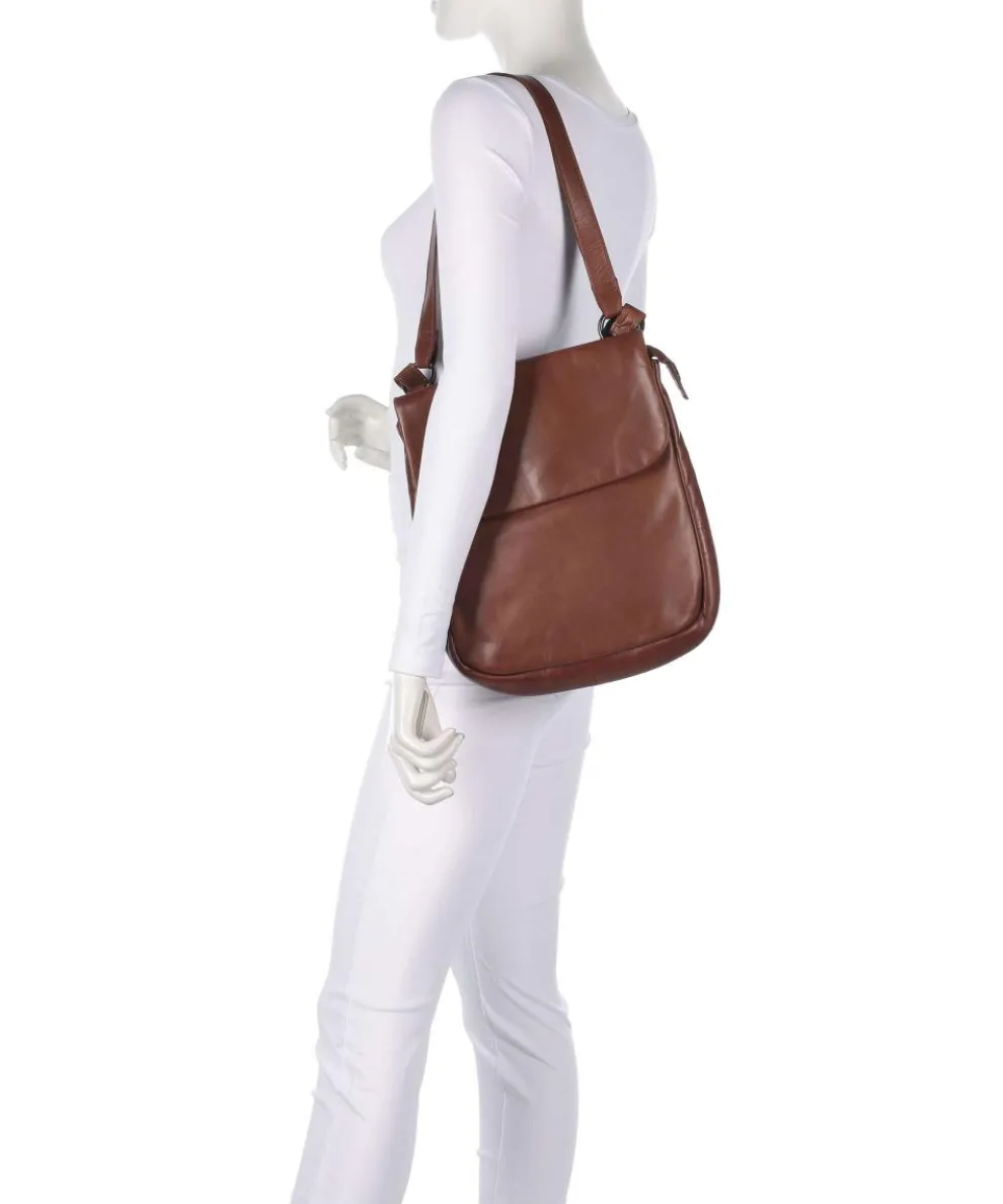 Caugio Schultertasche fein genarbtes Rindsleder cognac