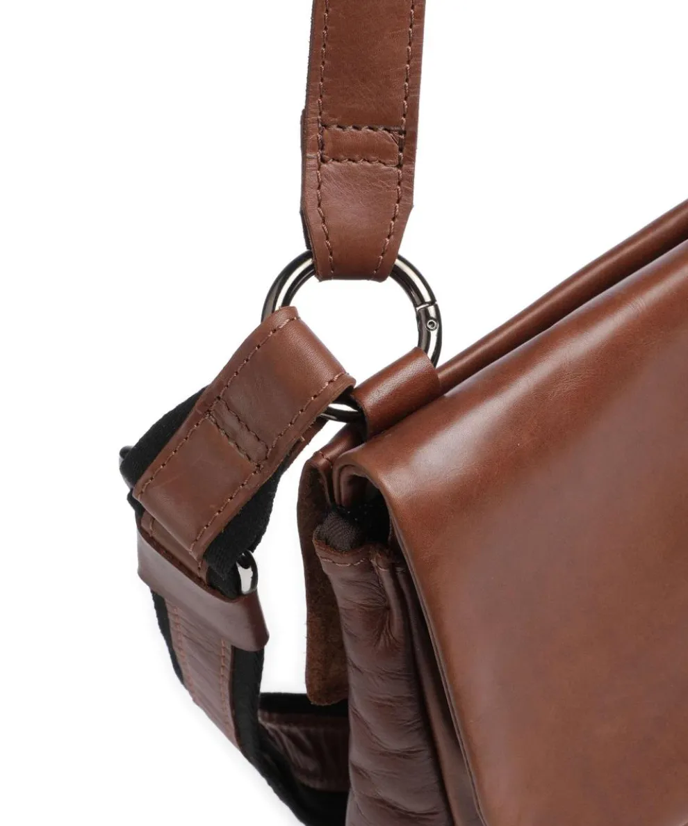 Caugio Schultertasche fein genarbtes Rindsleder cognac