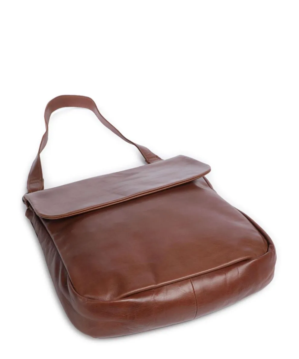 Caugio Schultertasche fein genarbtes Rindsleder cognac