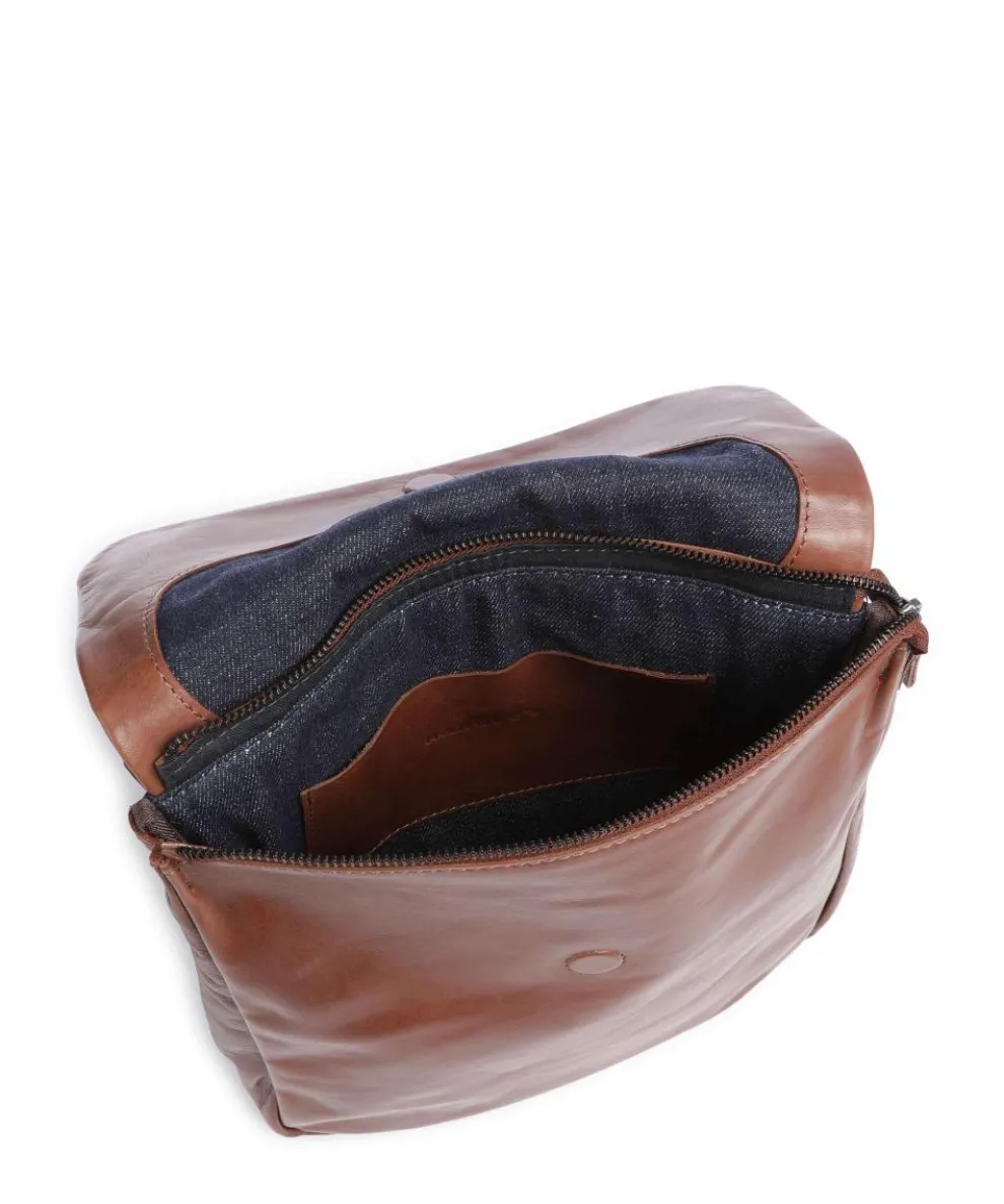 Caugio Schultertasche fein genarbtes Rindsleder cognac