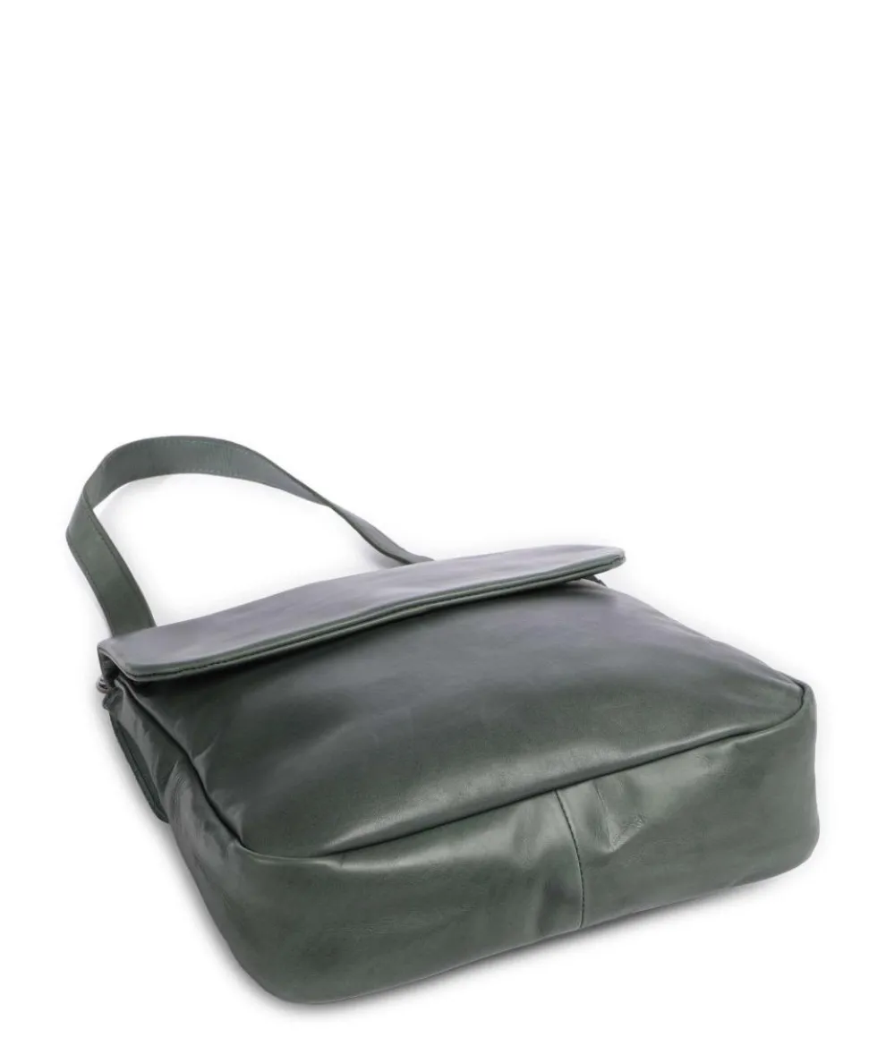 Caugio Schultertasche fein genarbtes Rindsleder dunkelgrün