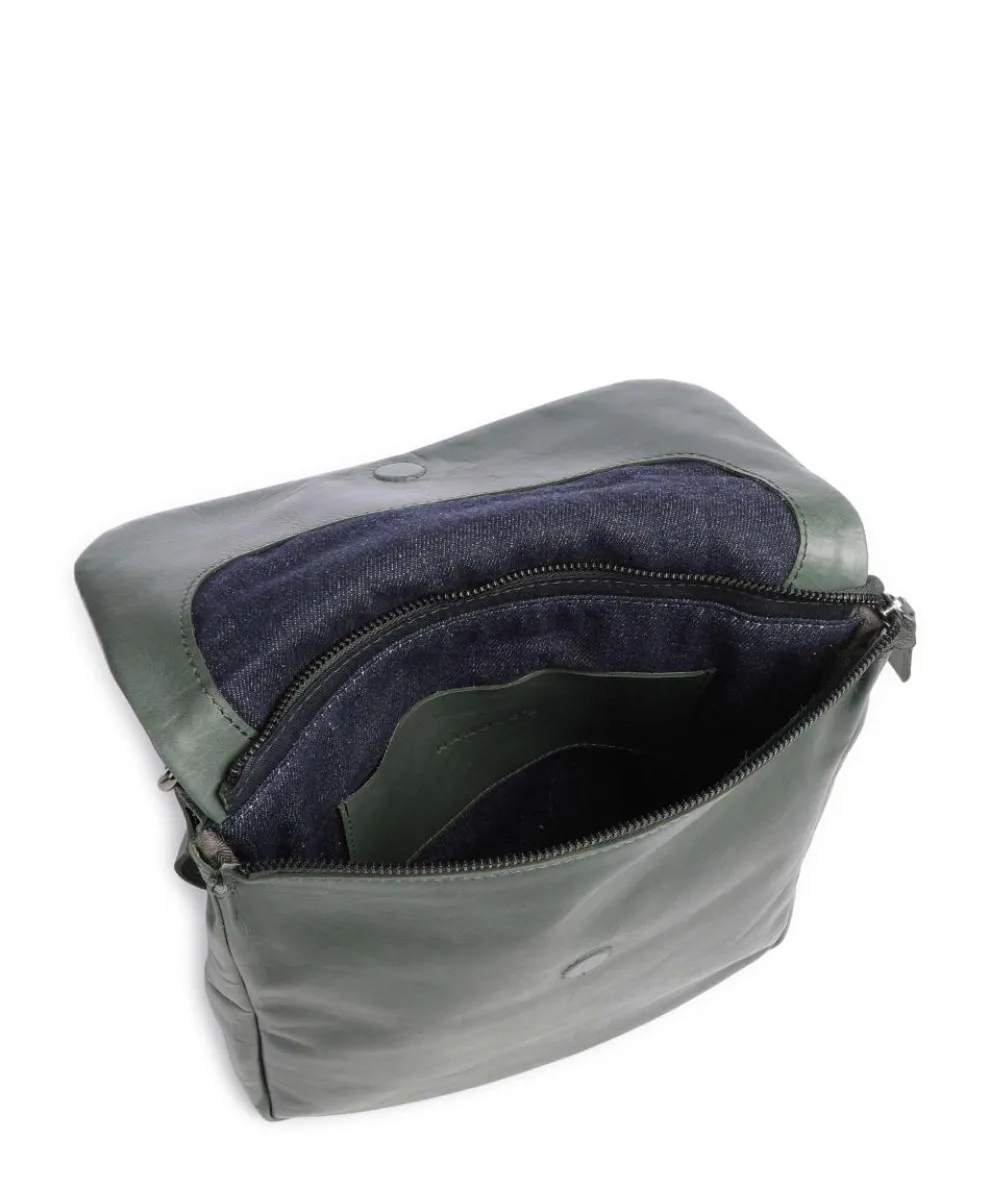 Caugio Schultertasche fein genarbtes Rindsleder dunkelgrün