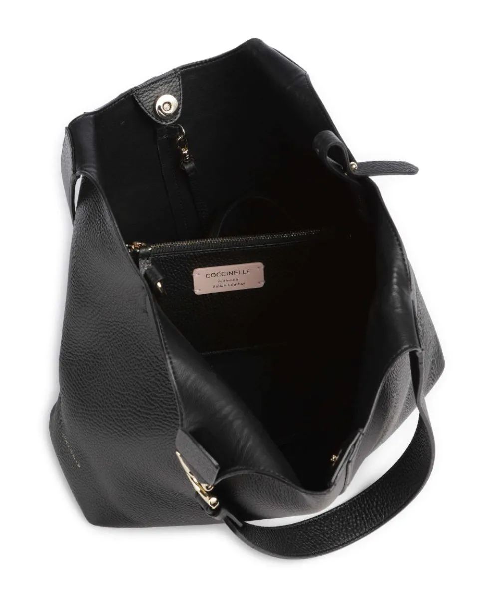 C-Easy Beuteltasche genarbtes Rindsleder schwarz