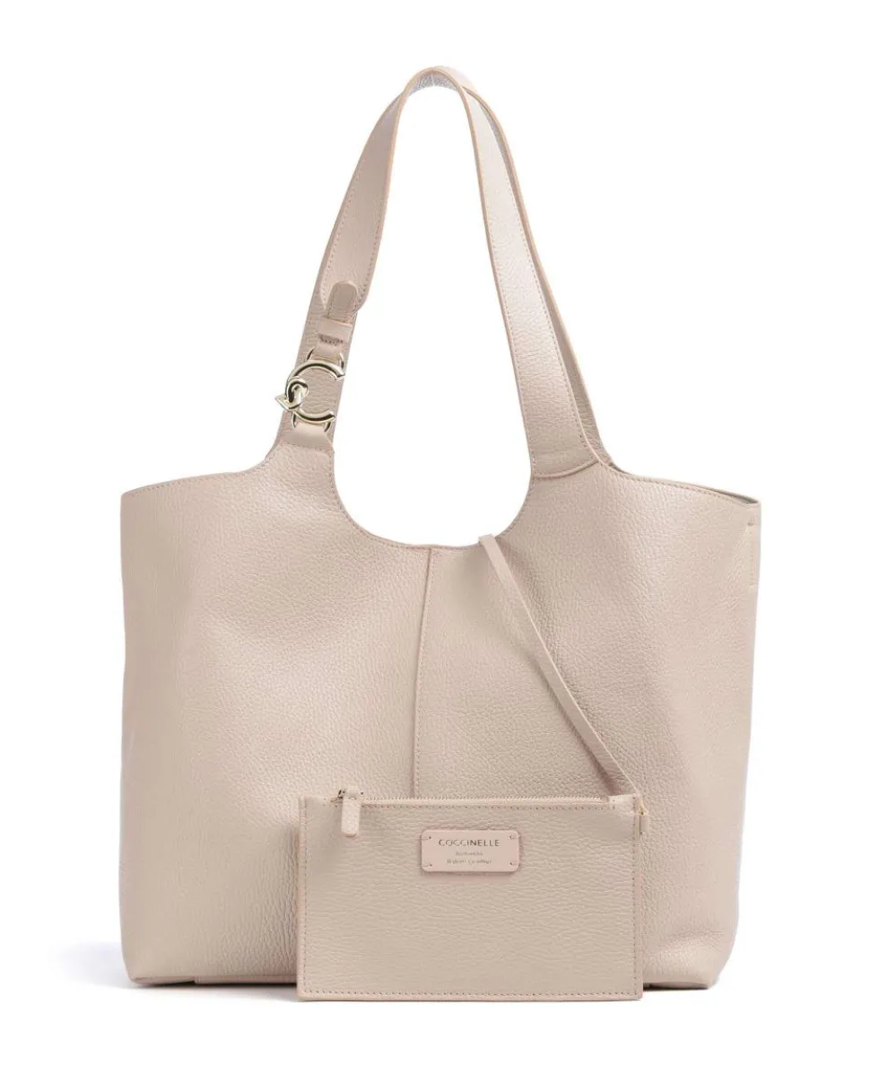 C-Easy Beuteltasche genarbtes Leder beige