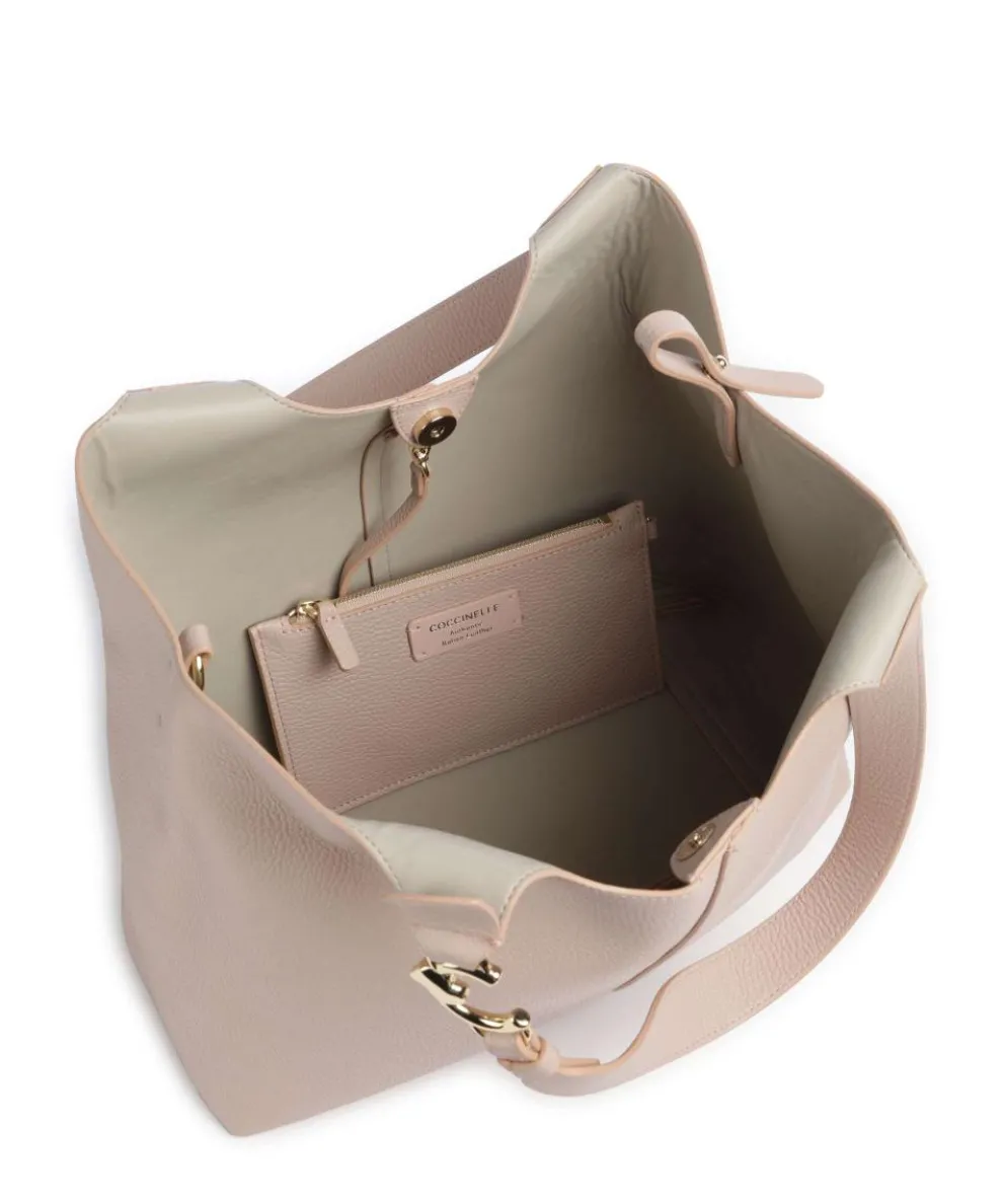 C-Easy Beuteltasche genarbtes Leder beige