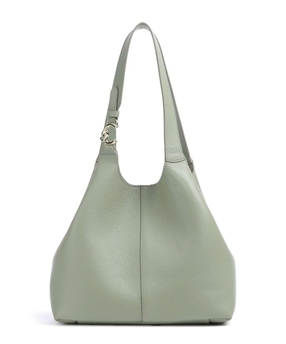 C-Easy Beuteltasche genarbtes Rindsleder graugrün