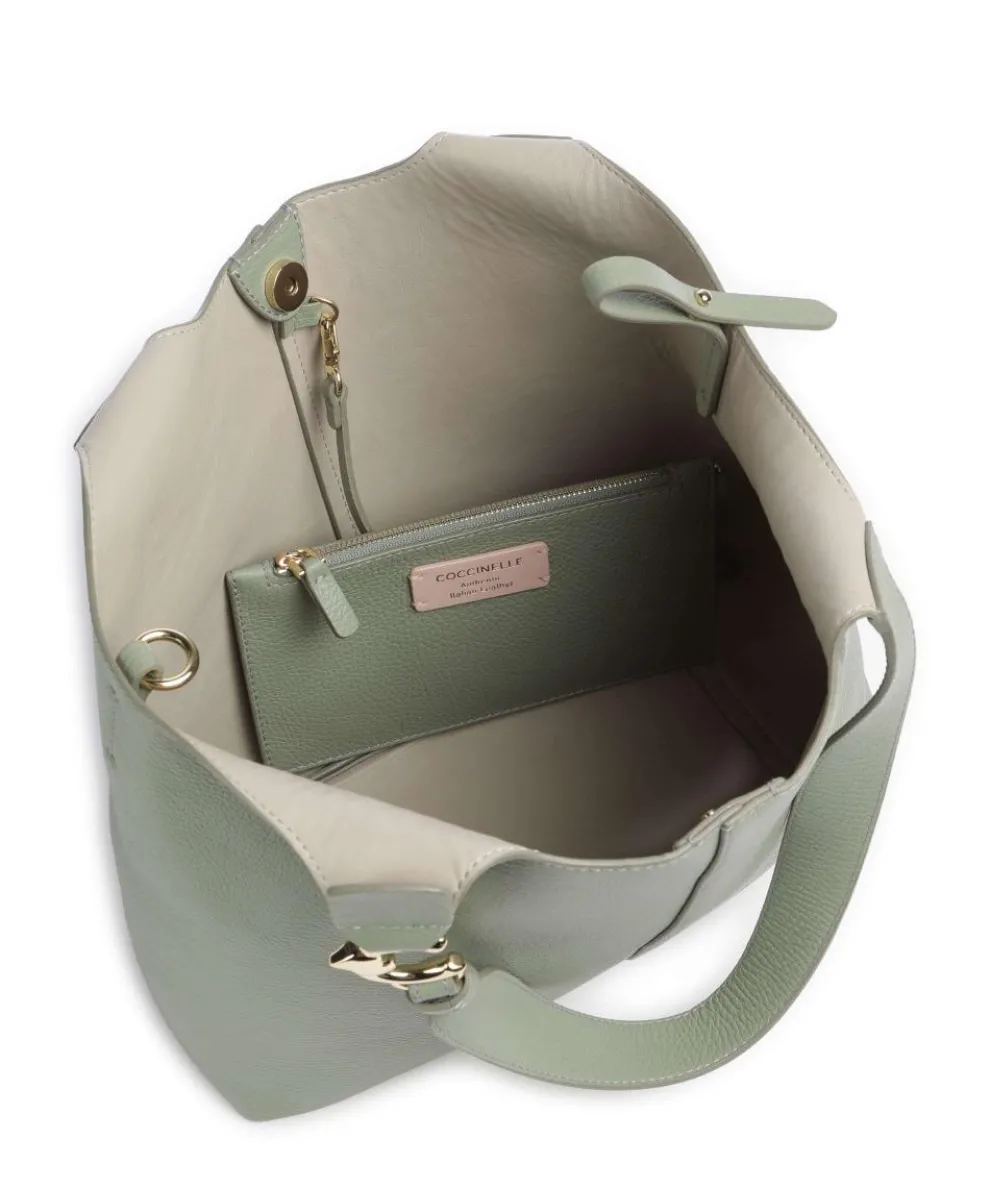 C-Easy Beuteltasche genarbtes Rindsleder graugrün