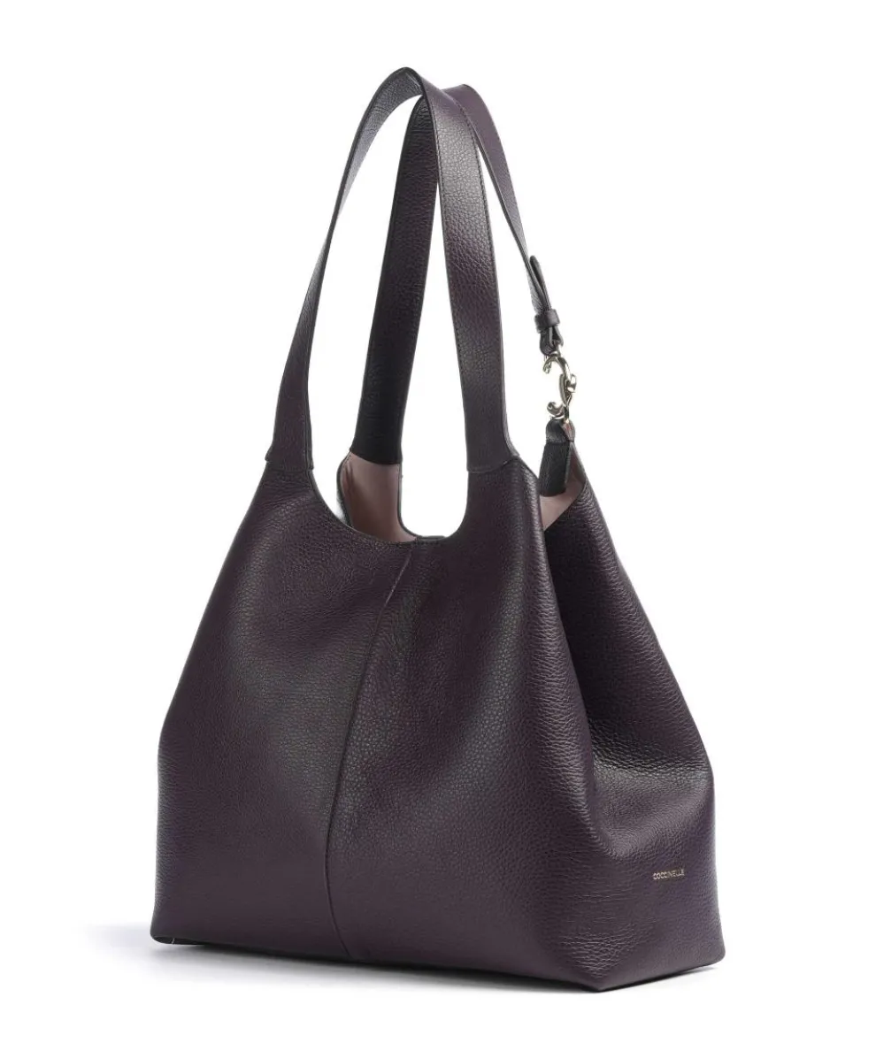 C-Easy Beuteltasche genarbtes Leder pflaume