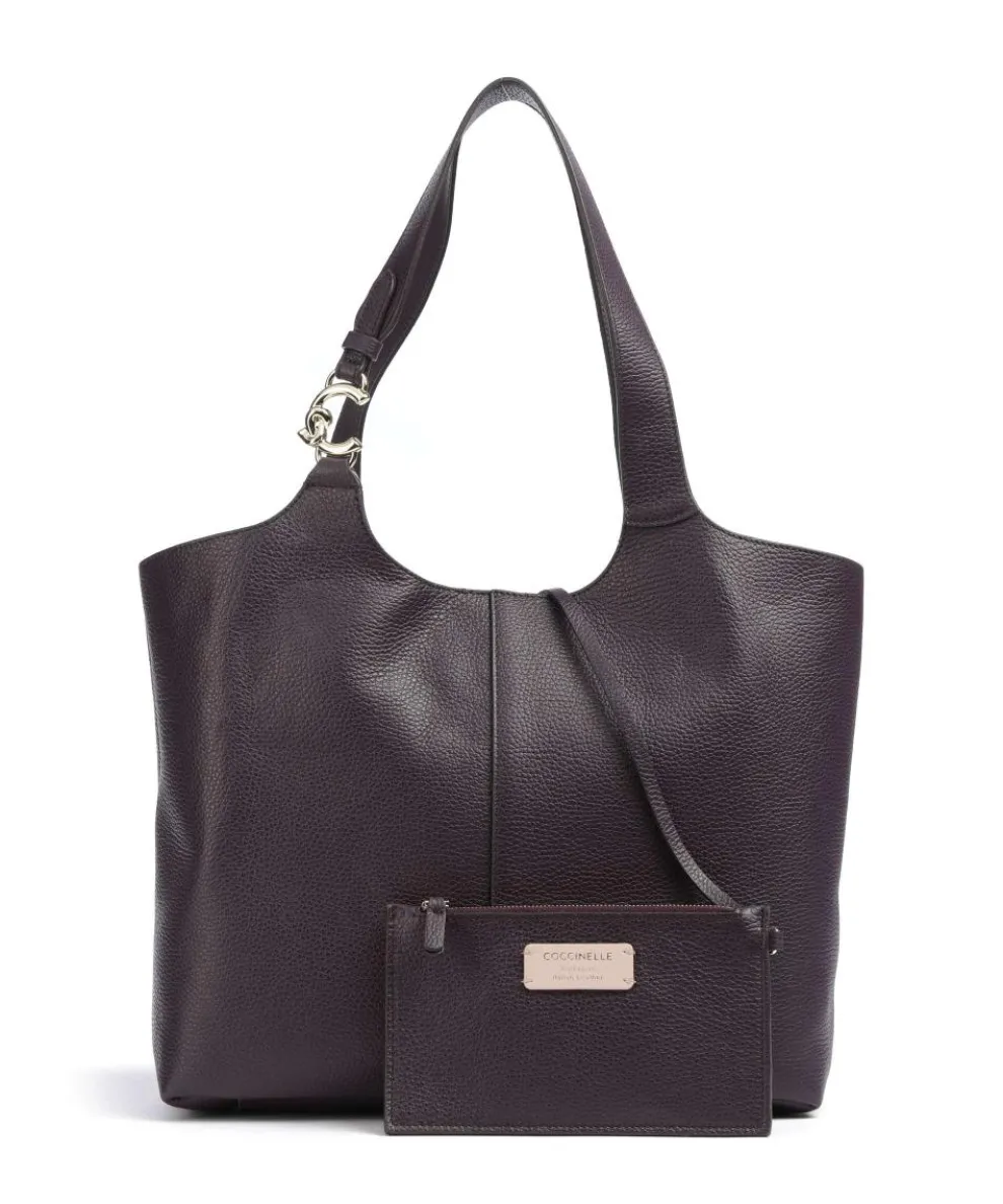 C-Easy Beuteltasche genarbtes Leder pflaume