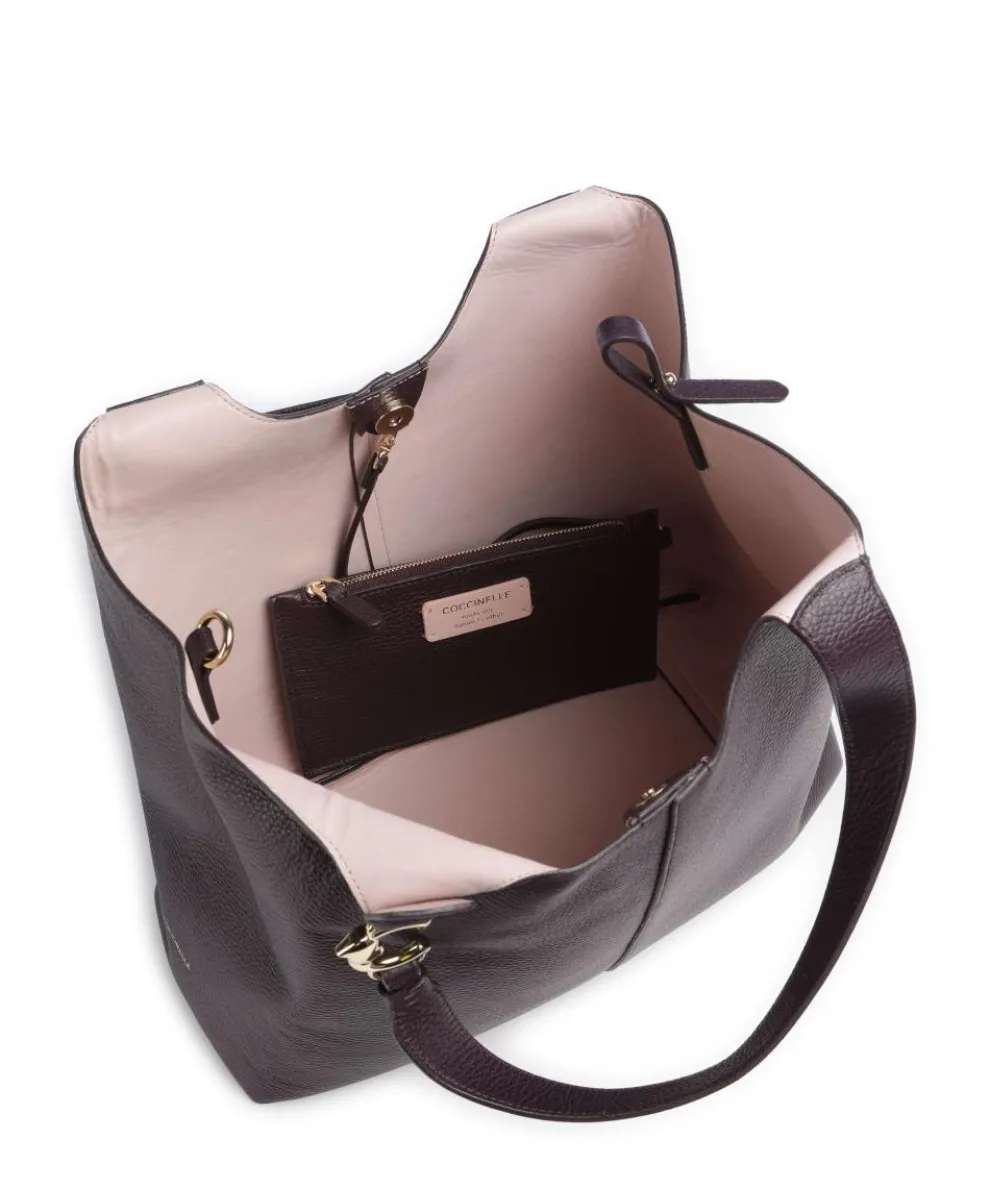 C-Easy Beuteltasche genarbtes Leder pflaume