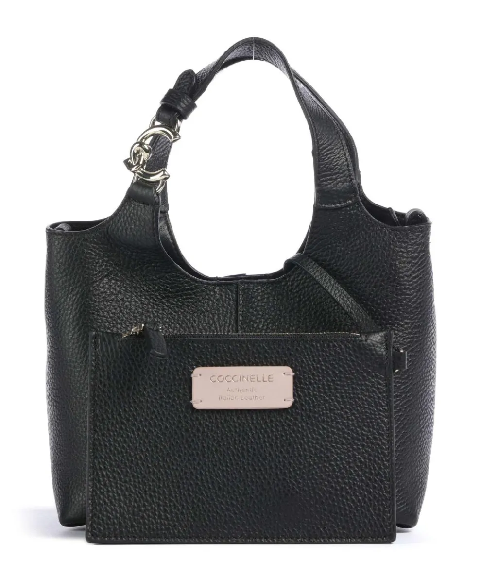 C-Easy Handtasche genarbtes Leder schwarz