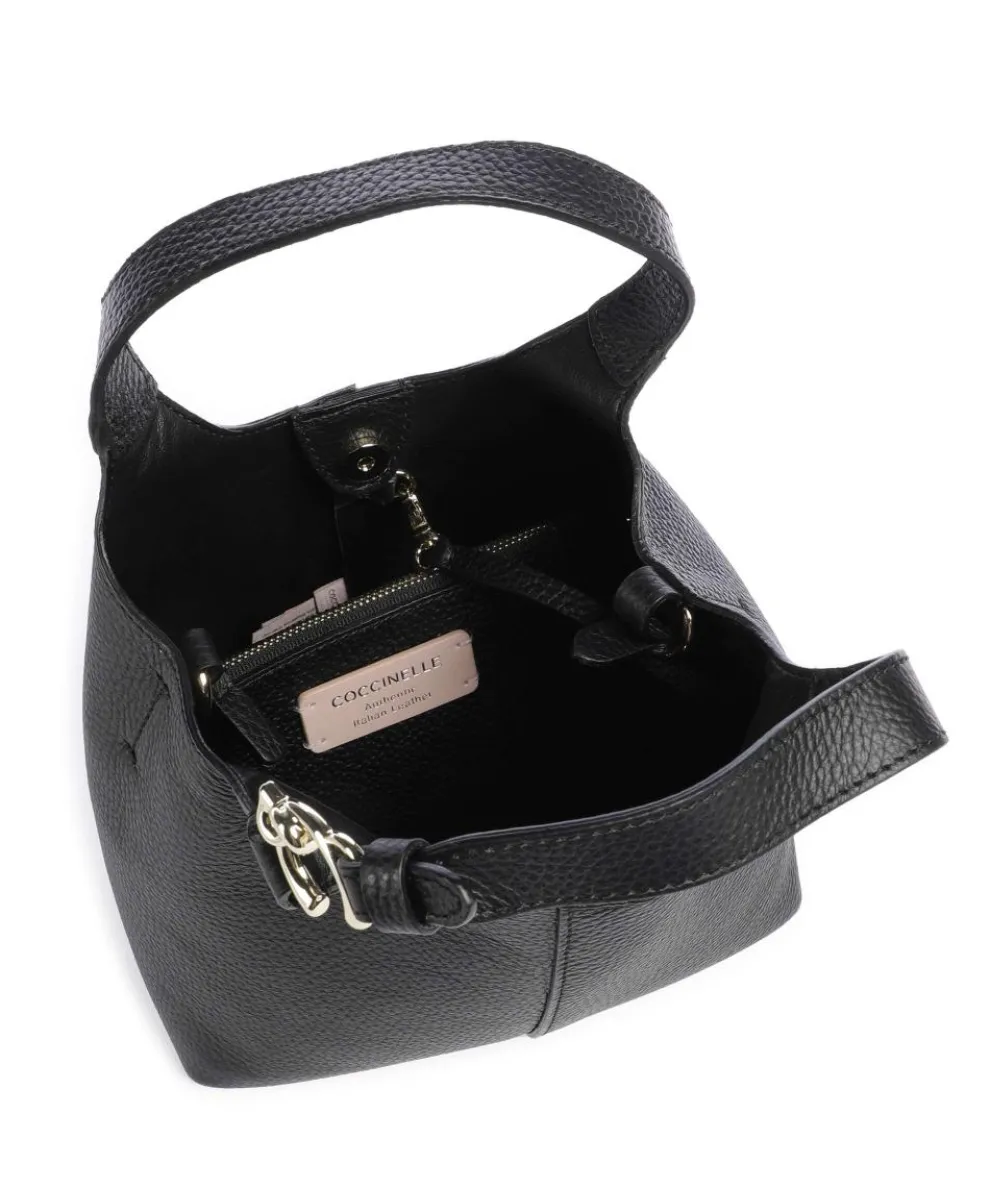 C-Easy Handtasche genarbtes Leder schwarz