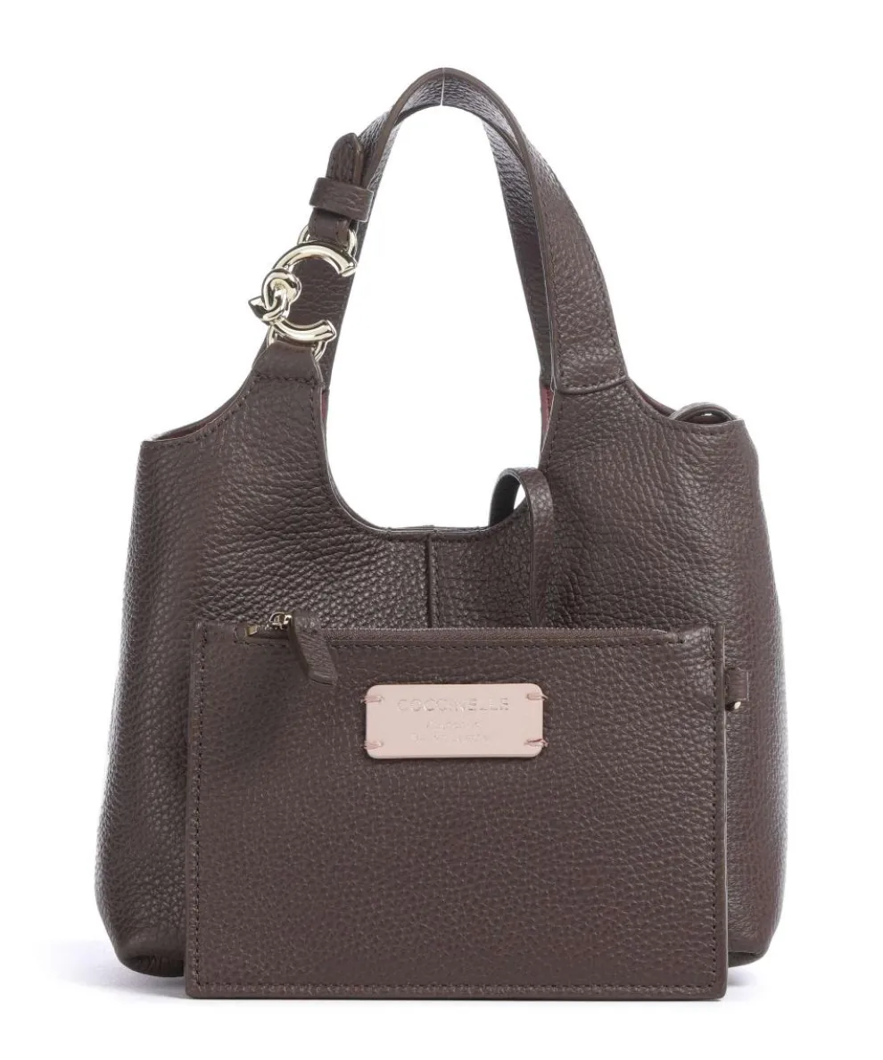 C-Easy Handtasche genarbtes Leder dunkelbraun