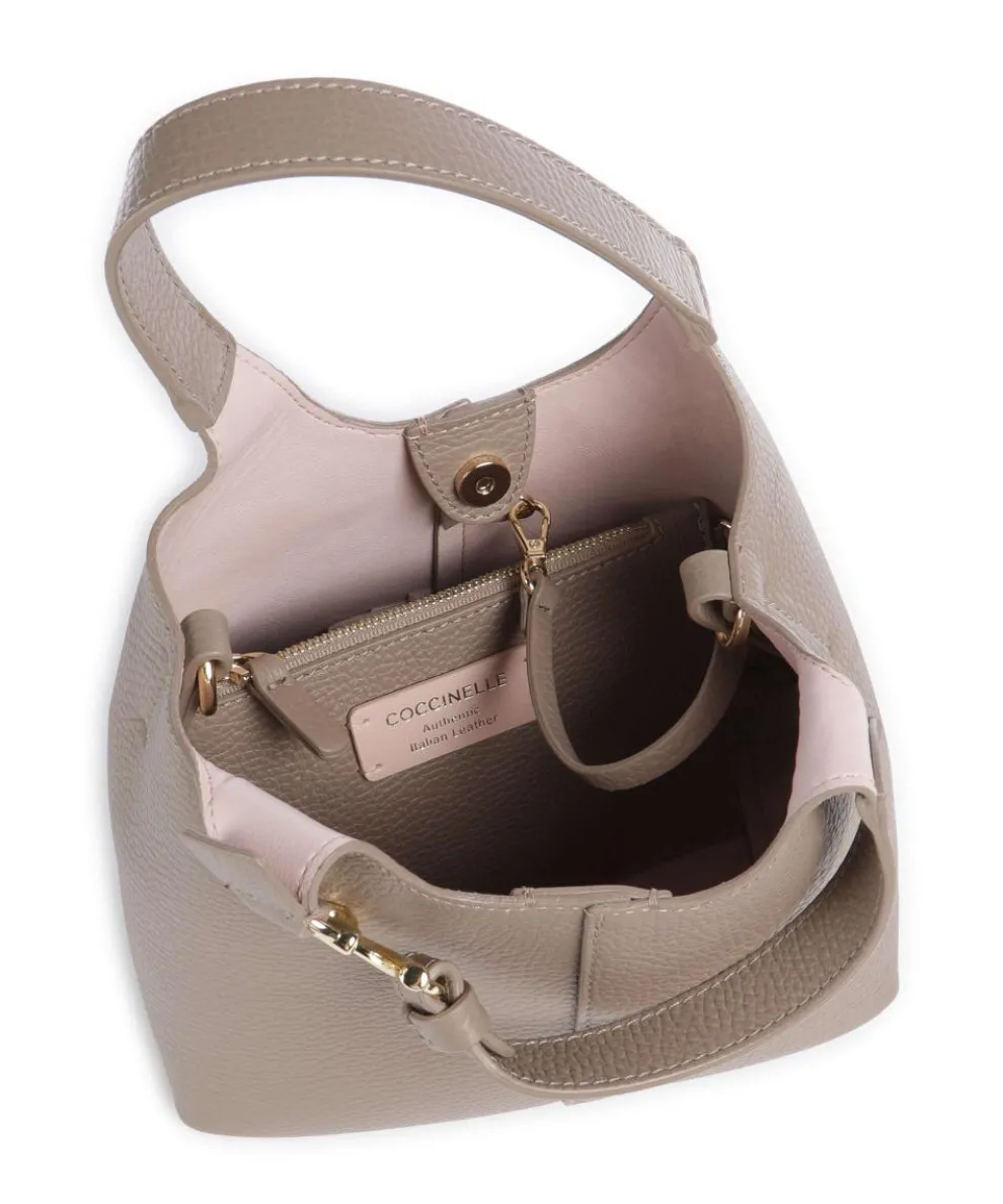 C-Easy Handtasche genarbtes Leder taupe