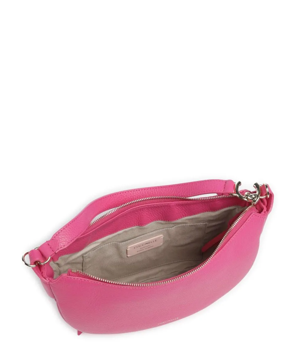 C-Easy Schultertasche genarbtes Leder fuchsia