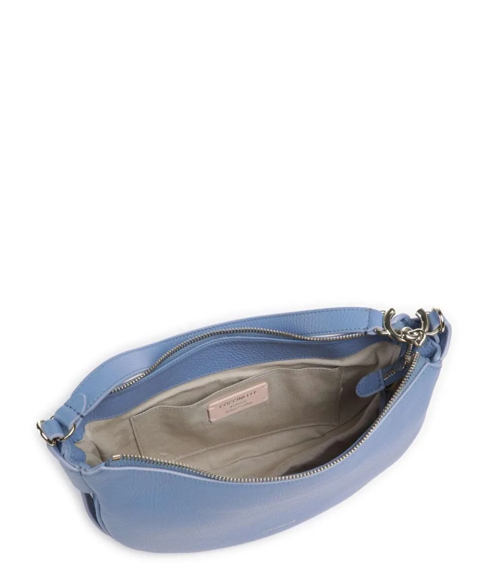 C-Easy Schultertasche genarbtes Leder blau