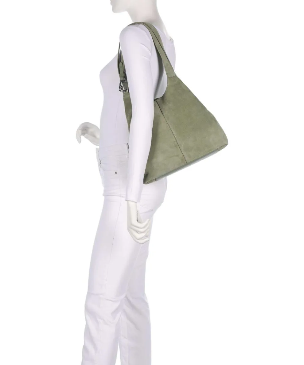 C-Easy Suede Beuteltasche aufgerautes Rindsleder graugrün
