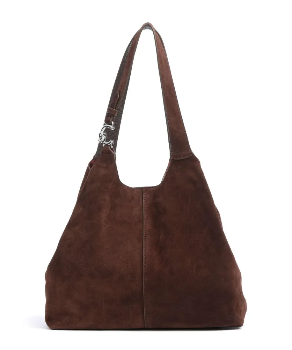 C-Easy Suede Beuteltasche aufgerautes Rindsleder dunkelbraun