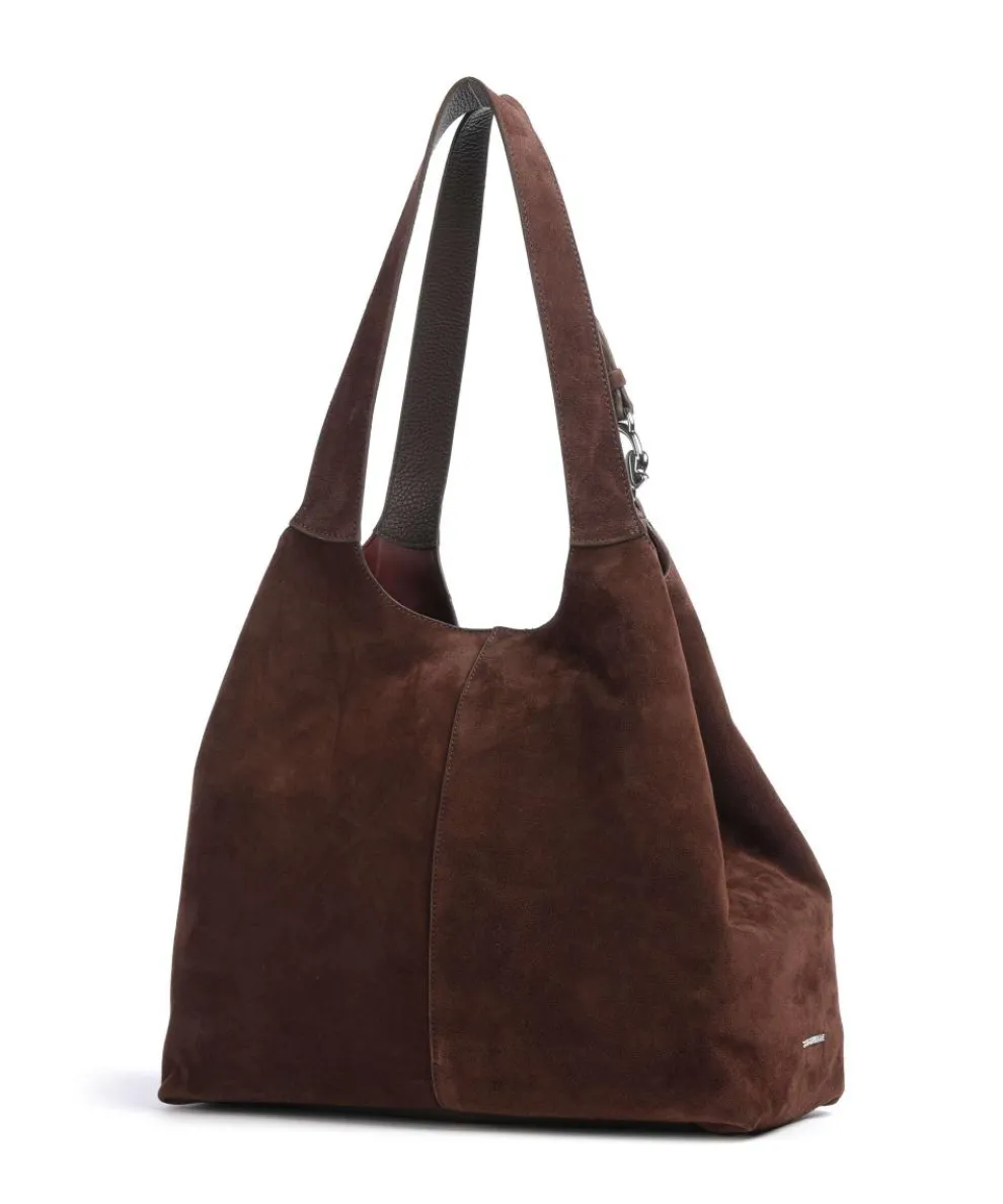 C-Easy Suede Beuteltasche aufgerautes Rindsleder dunkelbraun