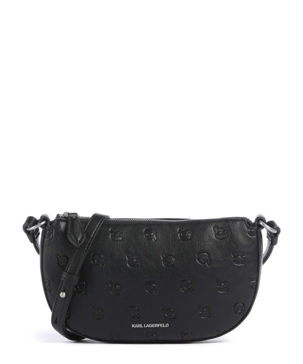 K/Ikon Monogram Umhängetasche Lederimitat schwarz