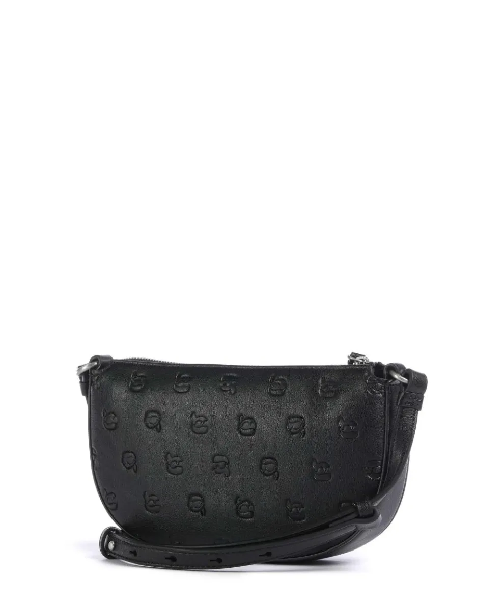 K/Ikon Monogram Umhängetasche Lederimitat schwarz