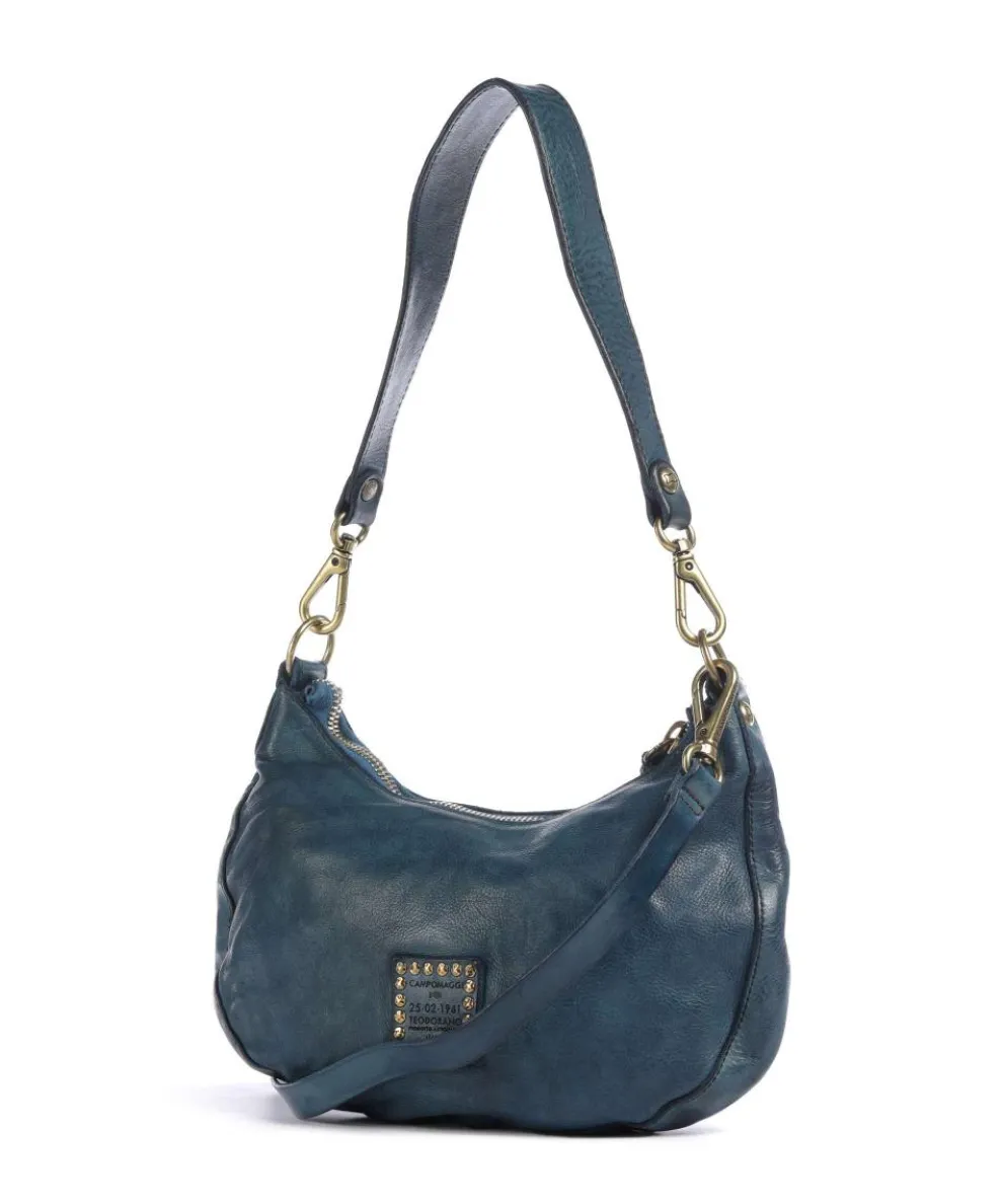 Schultertasche genarbtes Rindsleder dunkelblau