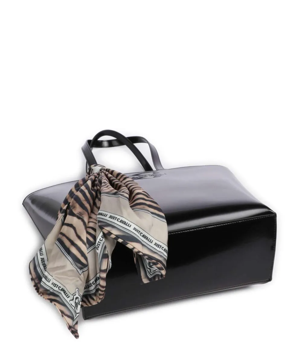 Chain Foulard Shopper Lederimitat schwarz