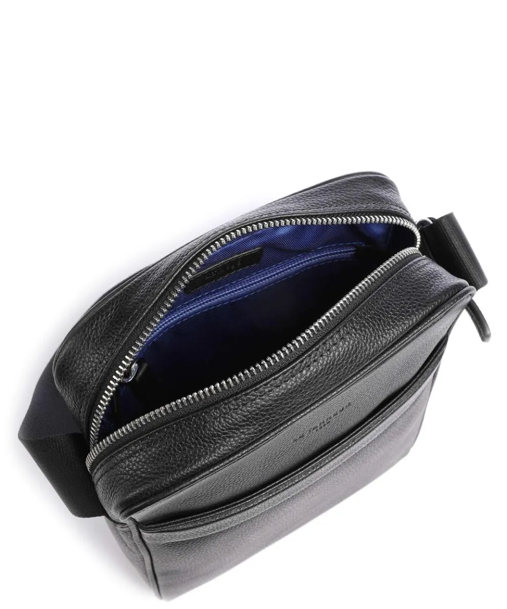 Charles Umhängetasche genarbtes Leder schwarz