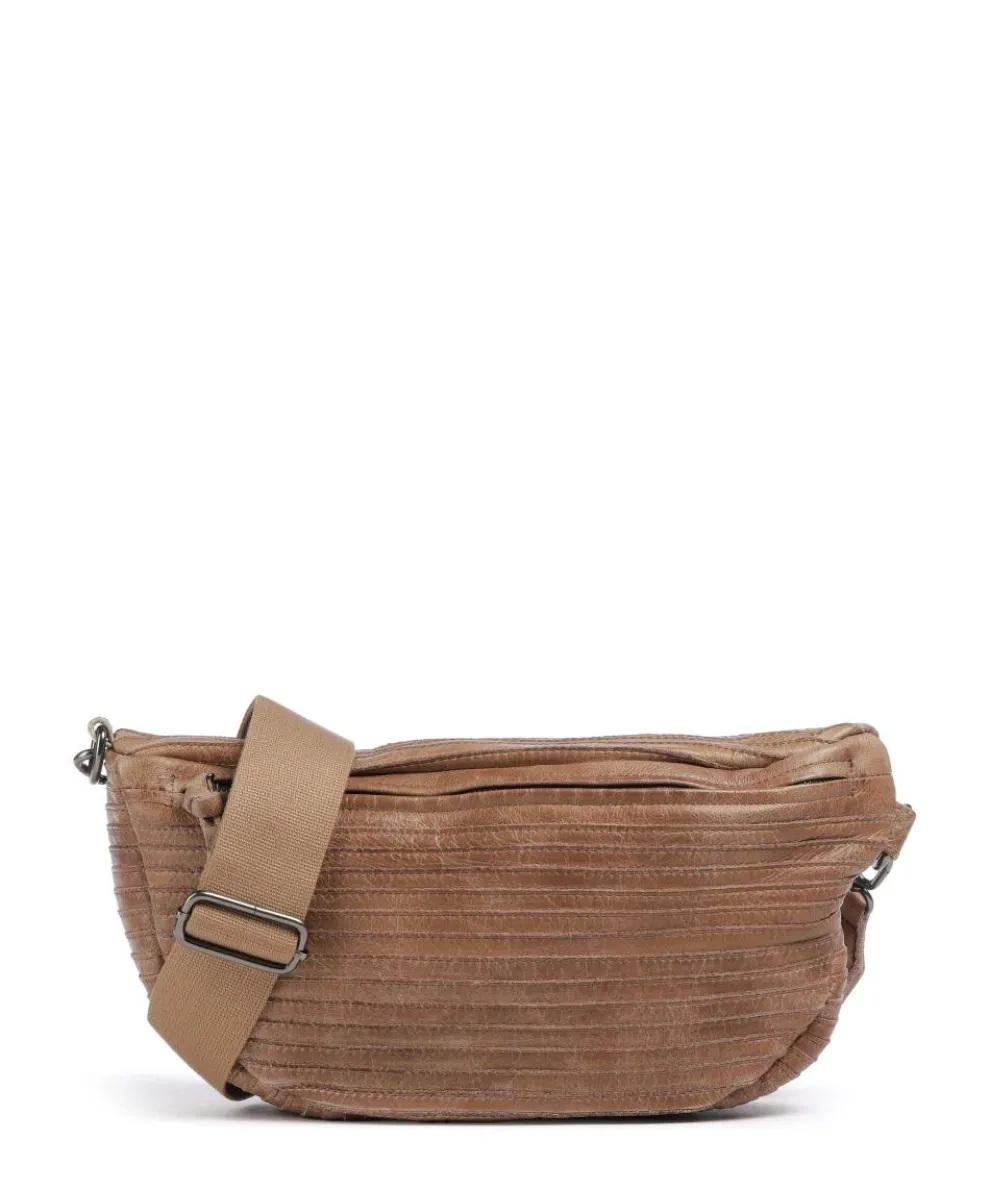 Check My Bag mini Umhängetasche genarbtes Leder karamellbraun