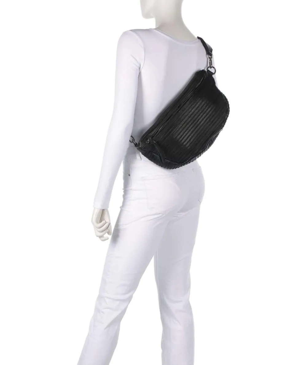 Check My Bag mini Umhängetasche genarbtes Leder schwarz