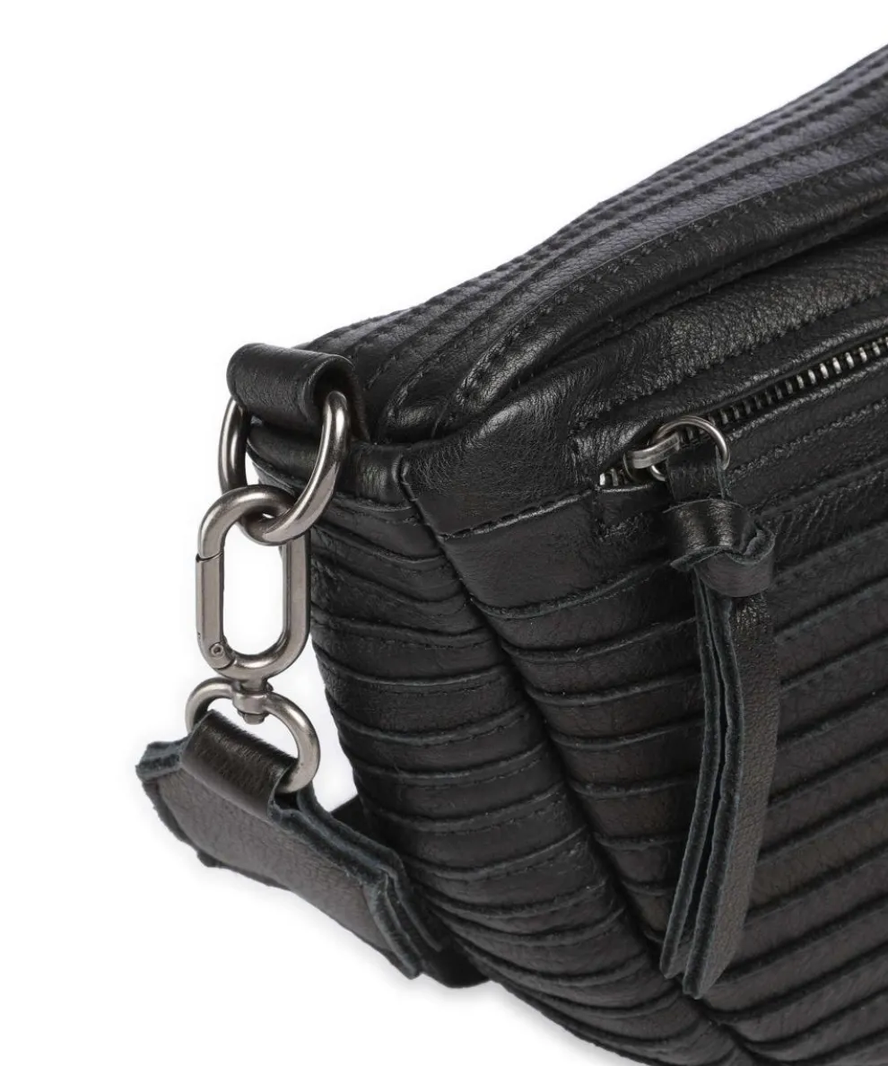 Check My Bag mini Umhängetasche genarbtes Leder schwarz