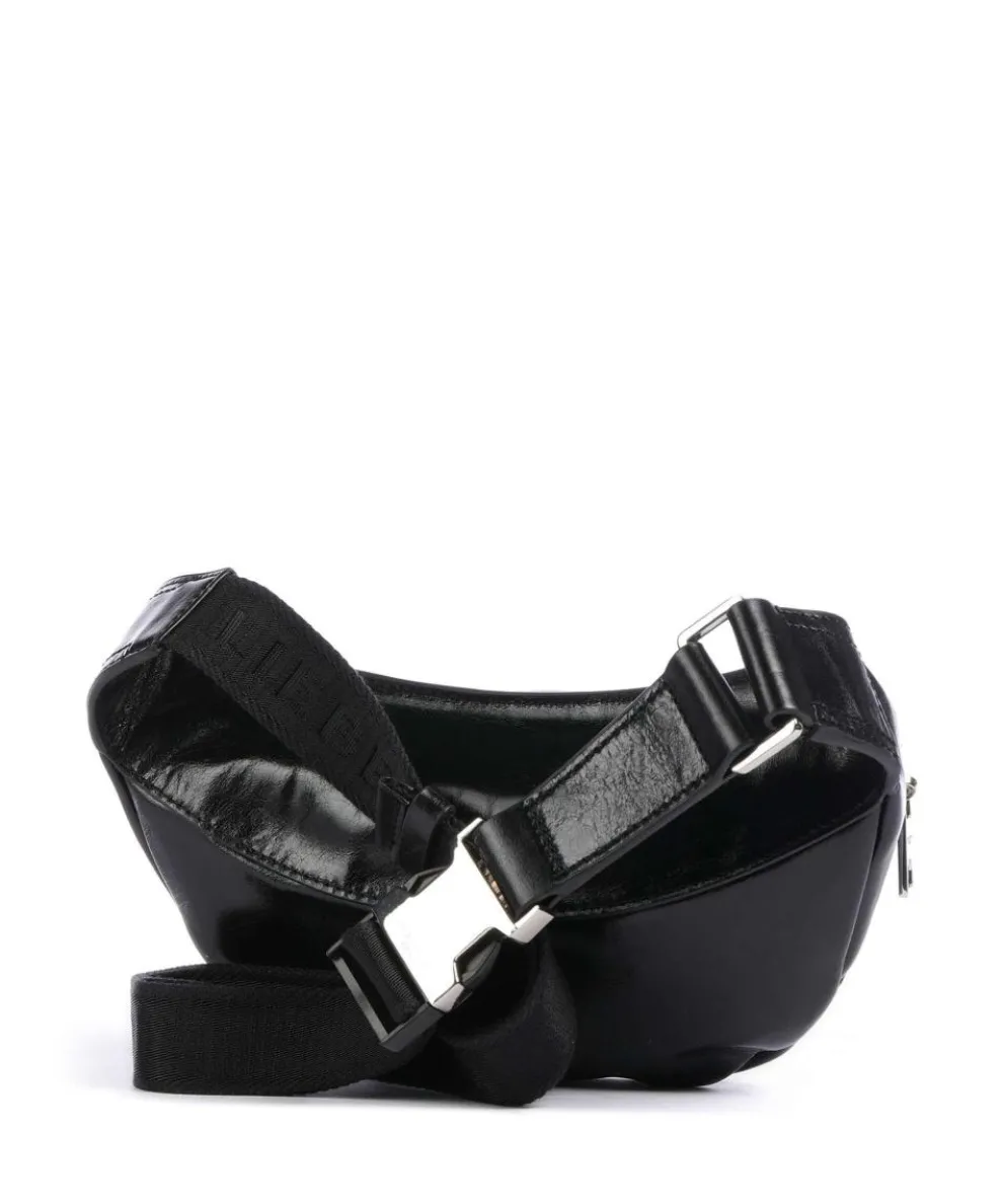 Chudy Paper Touch Crinkle S Gürteltasche fein genarbtes Leder schwarz