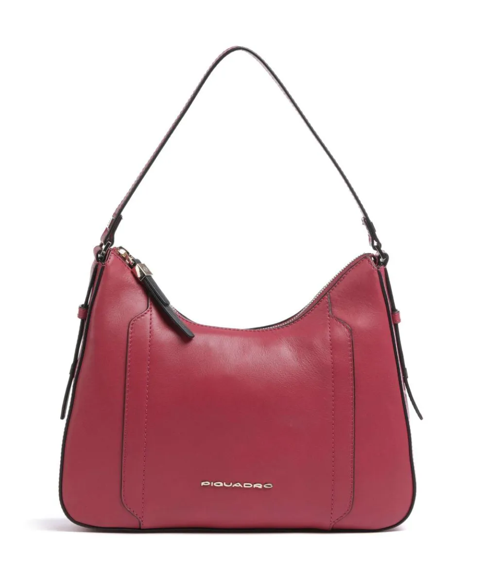 Circle Schultertasche fein genarbtes Rindsleder rot