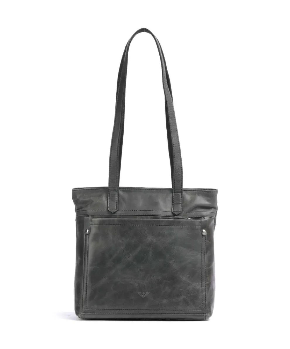 City Cowboy poly Schultertasche fein genarbtes Leder anthrazit